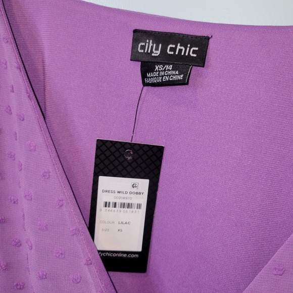City chic wild dobby faux wrap lilac Long sleeve  size: 14 Flirty Summer Wedding - Picture 4 of 4